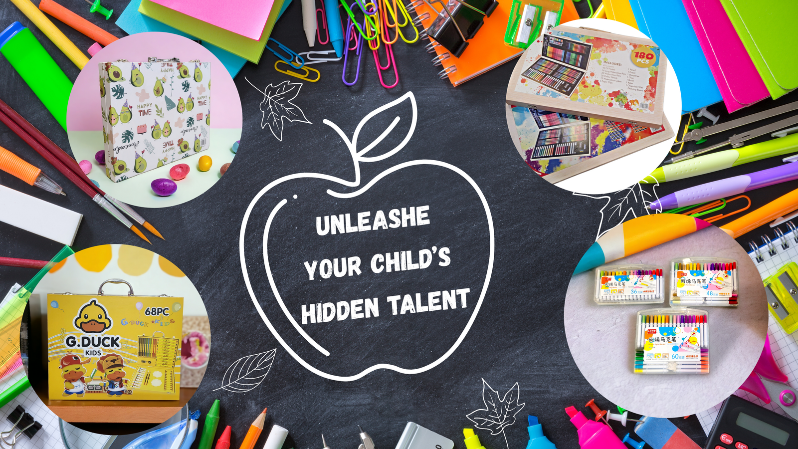 Black Chalkboard Back to School Landscape Banner