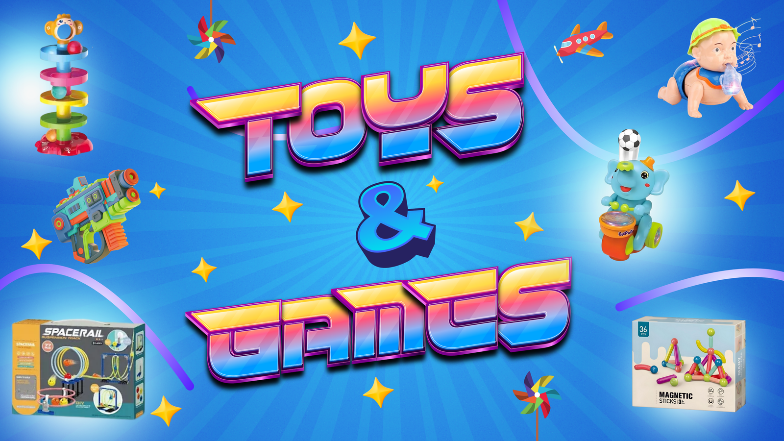 Blue Playful Kids Toys Store Banner